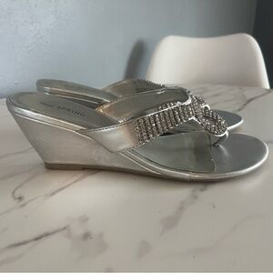 Aldo Metallic Silver Wedge Sandals